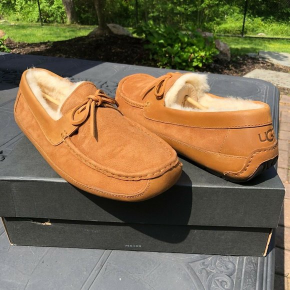 UGG Other - UGG Australia Byron Chestnut Leather Fur Slippers